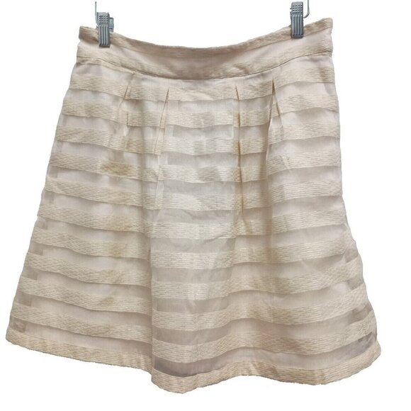 Ann Taylor Dresses & Skirts - Ann Taylor Womens A-Line Mini Skirt Size 8 Cream Striped Shimmery Side Zip NEW